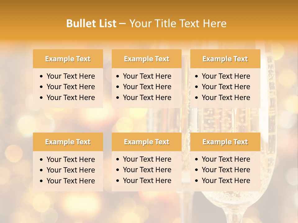 Two Glasses Of Champagne On A Table With A Gold Background PowerPoint Template