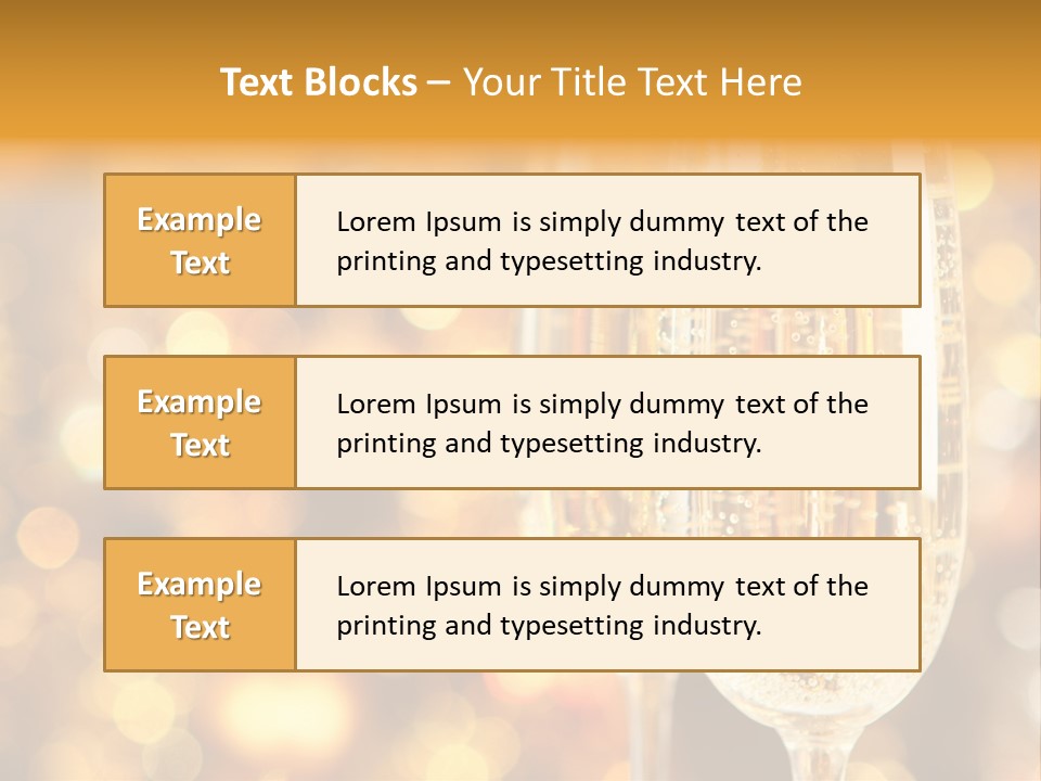 Two Glasses Of Champagne On A Table With A Gold Background PowerPoint Template