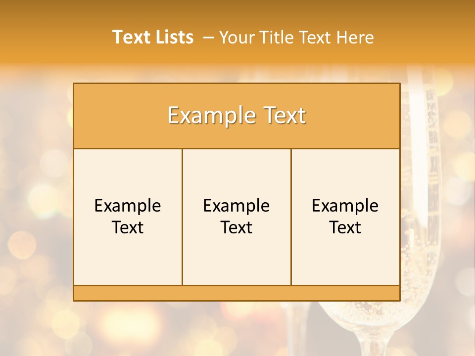 Two Glasses Of Champagne On A Table With A Gold Background PowerPoint Template