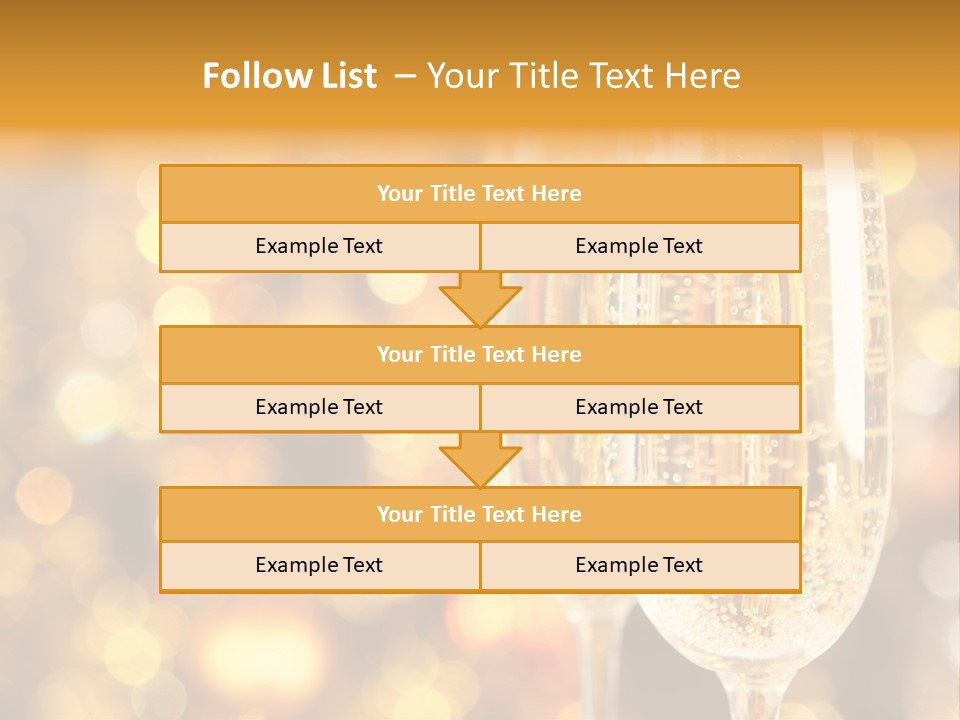 Two Glasses Of Champagne On A Table With A Gold Background PowerPoint Template