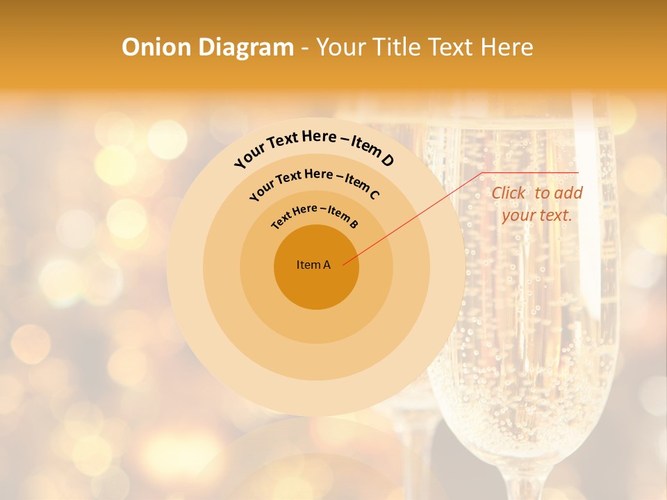 Two Glasses Of Champagne On A Table With A Gold Background PowerPoint Template