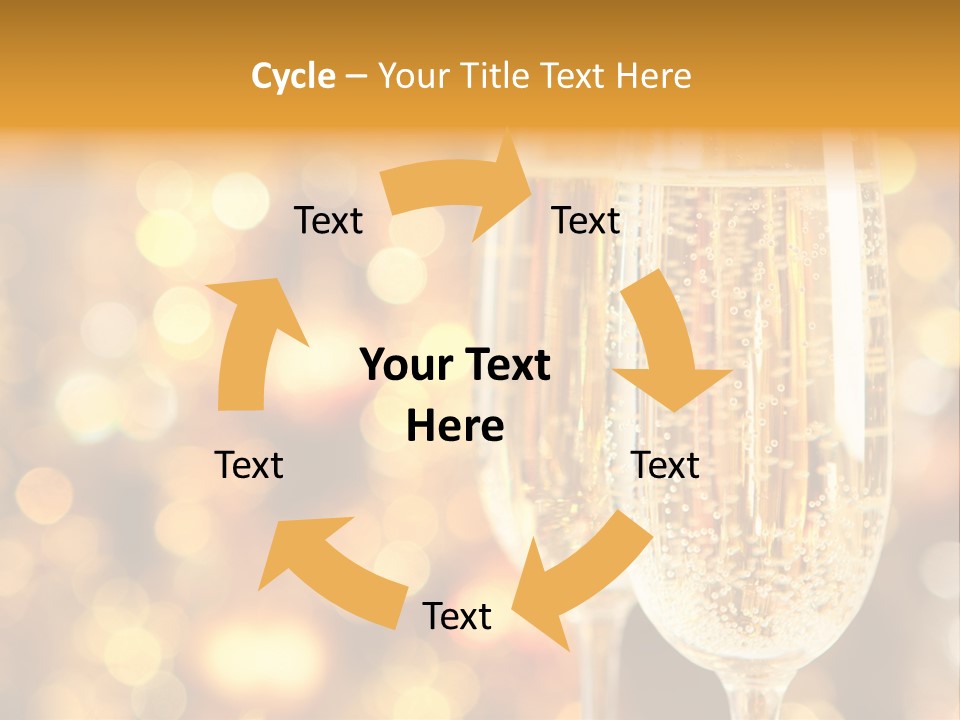 Two Glasses Of Champagne On A Table With A Gold Background PowerPoint Template