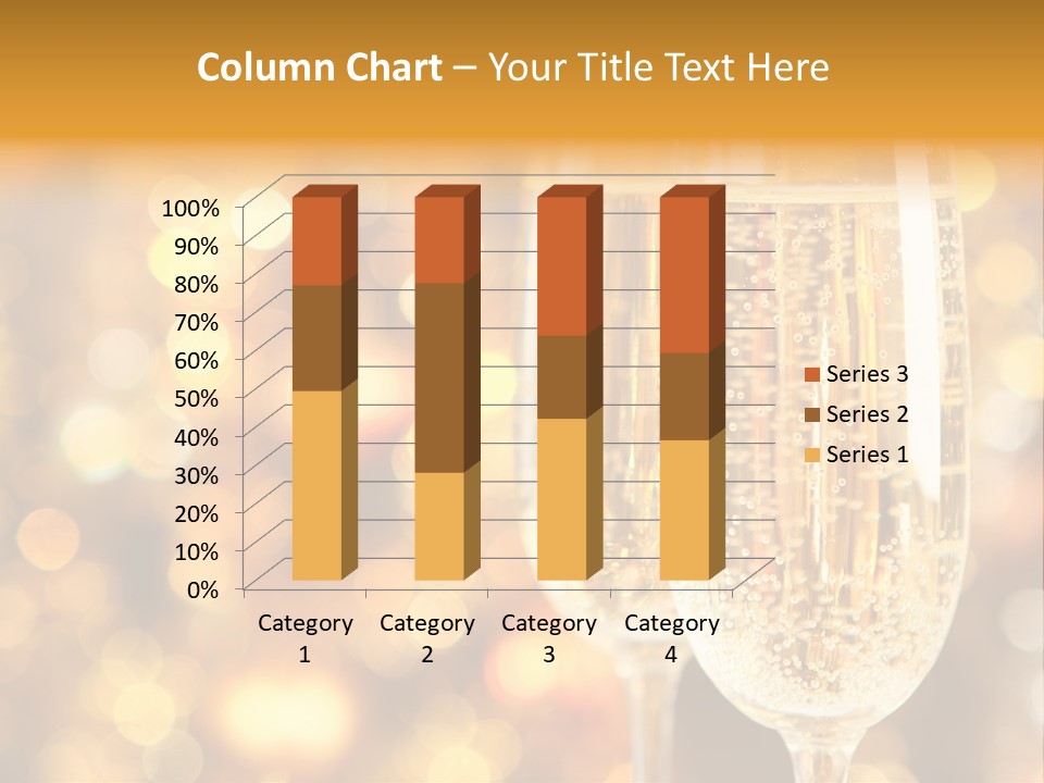 Two Glasses Of Champagne On A Table With A Gold Background PowerPoint Template