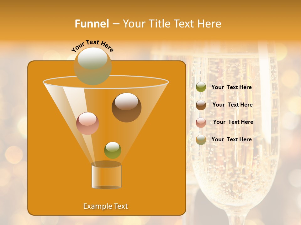 Two Glasses Of Champagne On A Table With A Gold Background PowerPoint Template