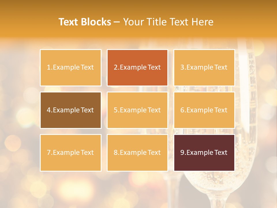 Two Glasses Of Champagne On A Table With A Gold Background PowerPoint Template