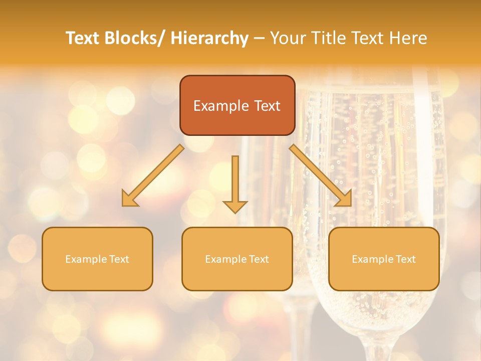 Two Glasses Of Champagne On A Table With A Gold Background PowerPoint Template