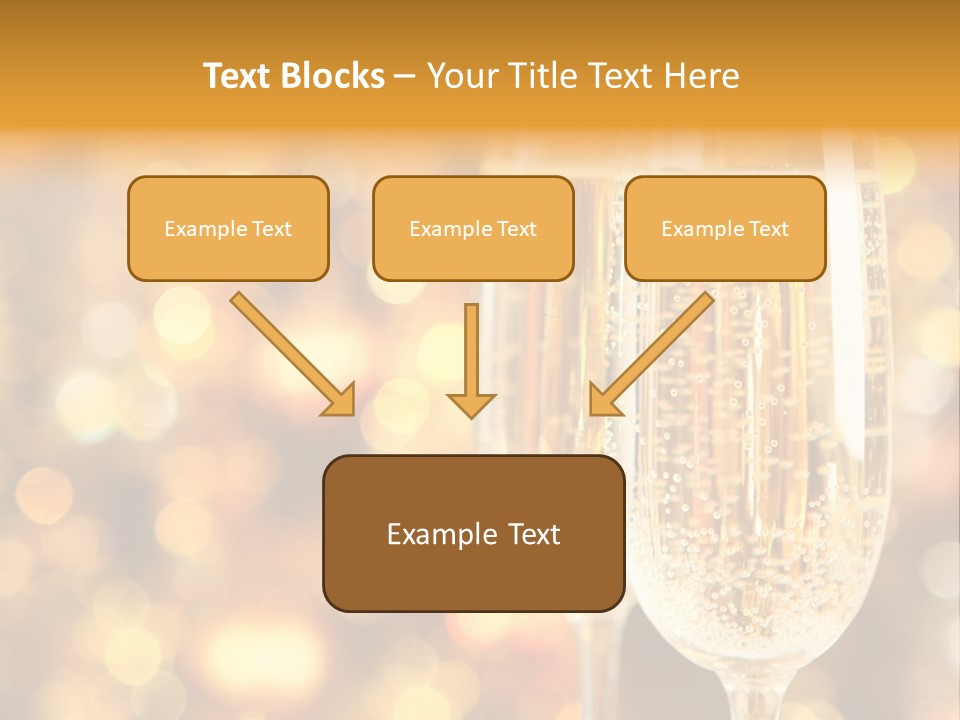 Two Glasses Of Champagne On A Table With A Gold Background PowerPoint Template