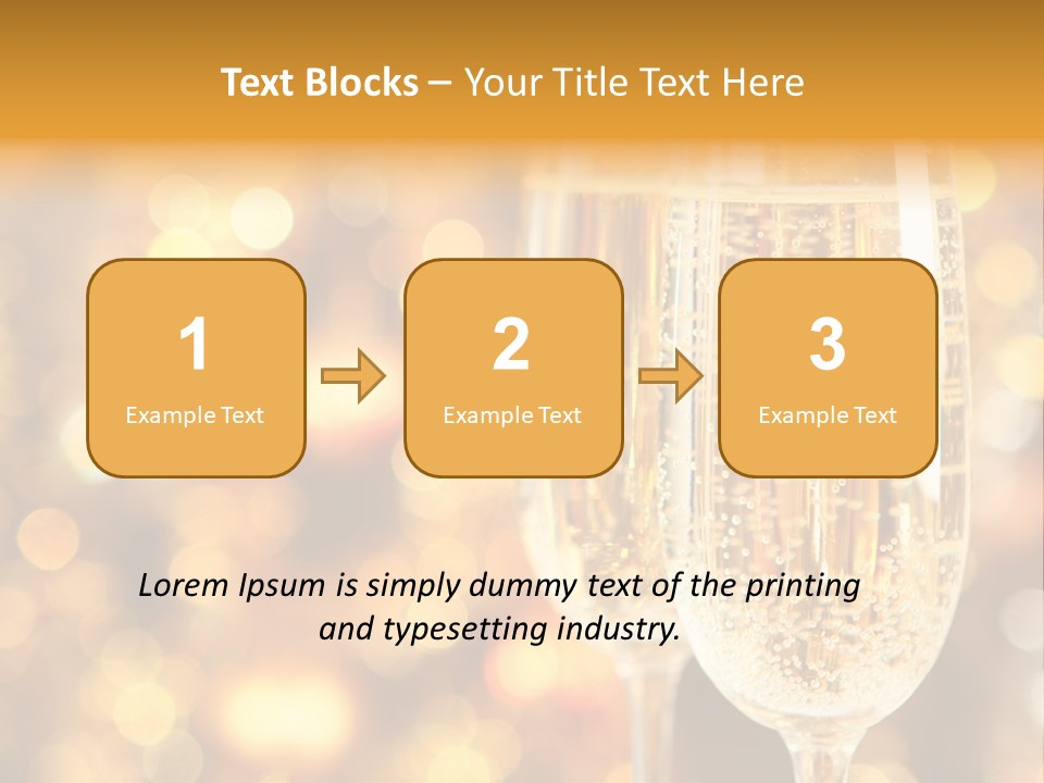 Two Glasses Of Champagne On A Table With A Gold Background PowerPoint Template