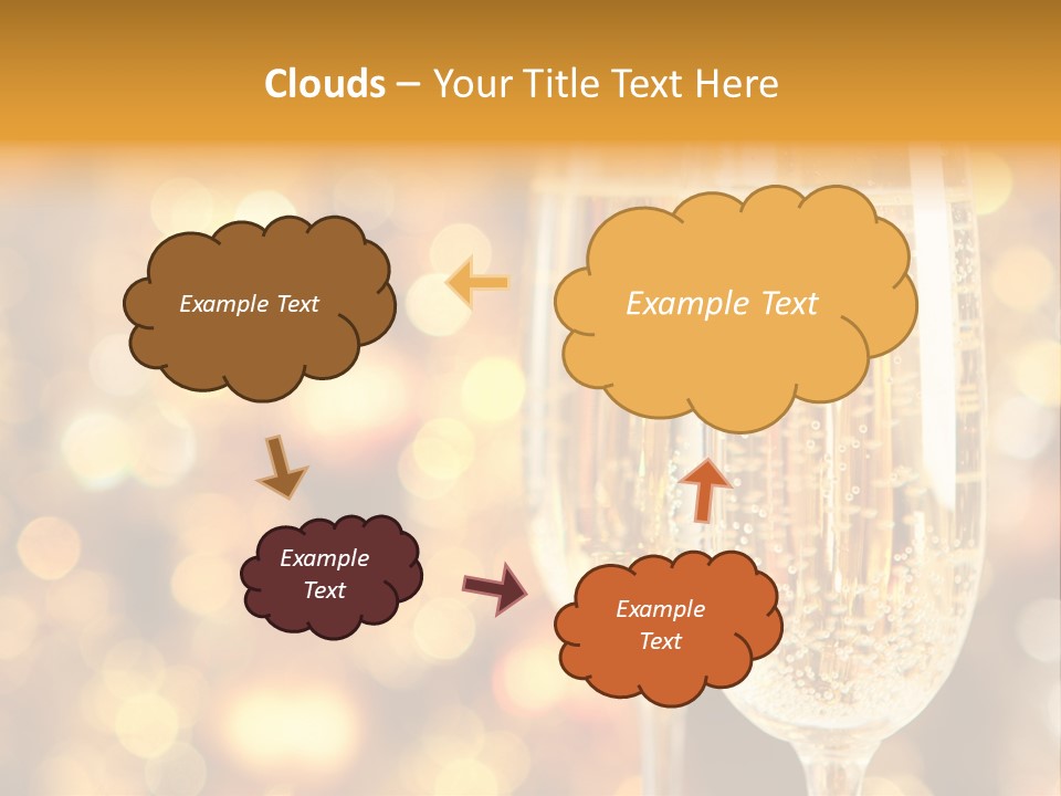Two Glasses Of Champagne On A Table With A Gold Background PowerPoint Template