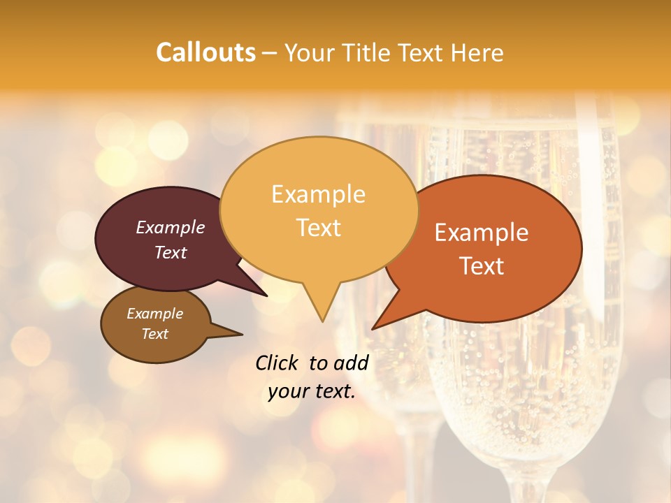 Two Glasses Of Champagne On A Table With A Gold Background PowerPoint Template