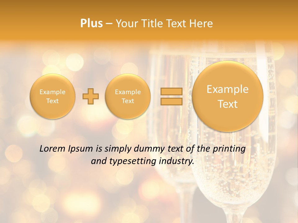 Two Glasses Of Champagne On A Table With A Gold Background PowerPoint Template