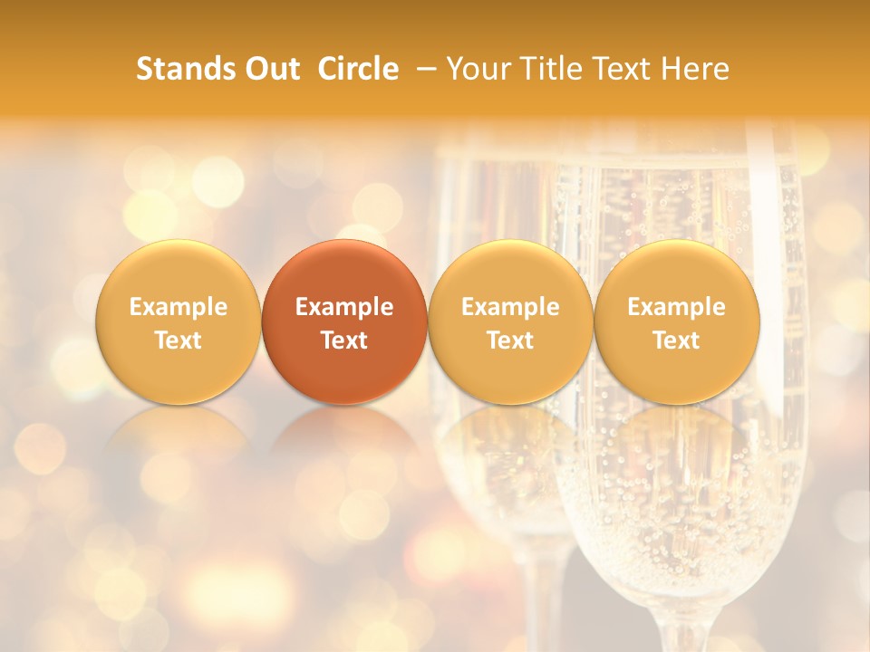 Two Glasses Of Champagne On A Table With A Gold Background PowerPoint Template