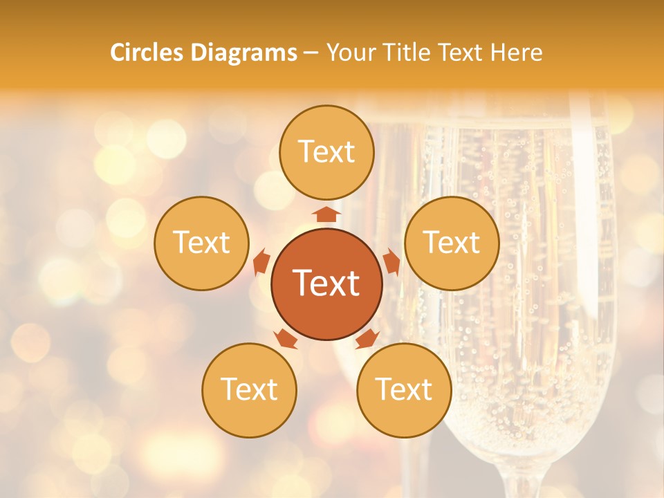 Two Glasses Of Champagne On A Table With A Gold Background PowerPoint Template