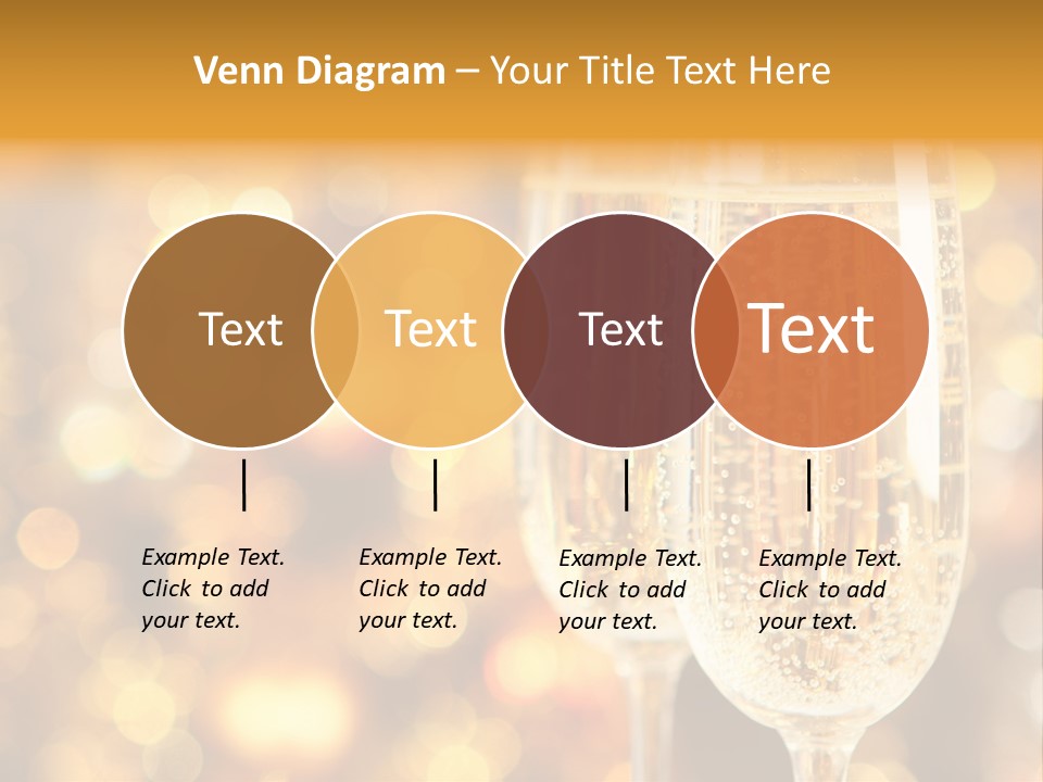 Two Glasses Of Champagne On A Table With A Gold Background PowerPoint Template
