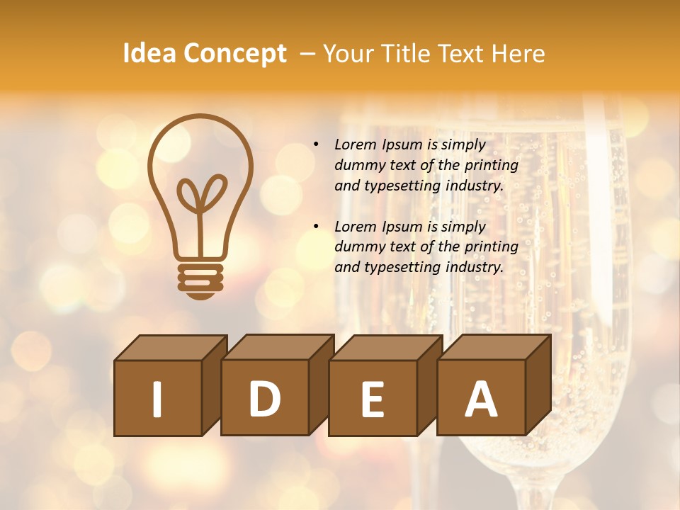 Two Glasses Of Champagne On A Table With A Gold Background PowerPoint Template