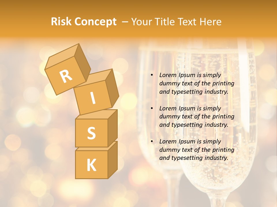 Two Glasses Of Champagne On A Table With A Gold Background PowerPoint Template