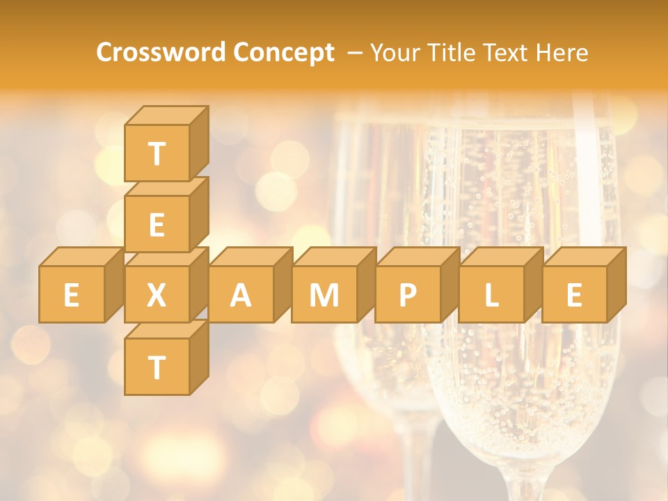 Two Glasses Of Champagne On A Table With A Gold Background PowerPoint Template