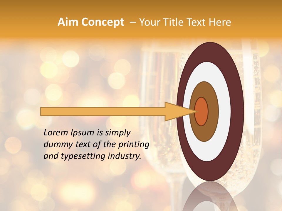 Two Glasses Of Champagne On A Table With A Gold Background PowerPoint Template