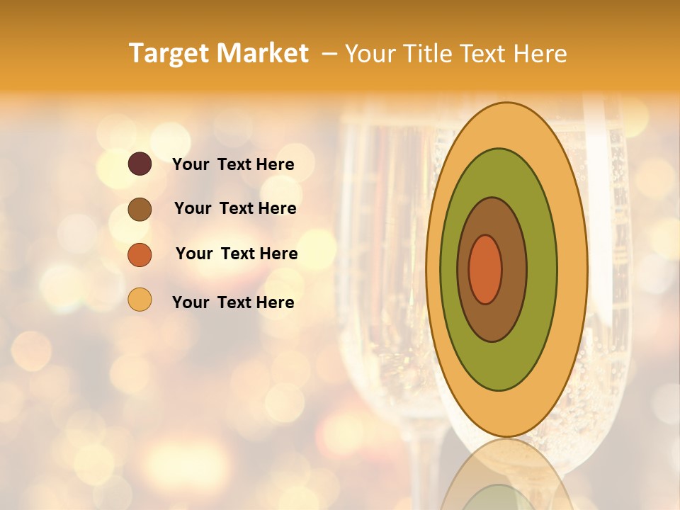 Two Glasses Of Champagne On A Table With A Gold Background PowerPoint Template