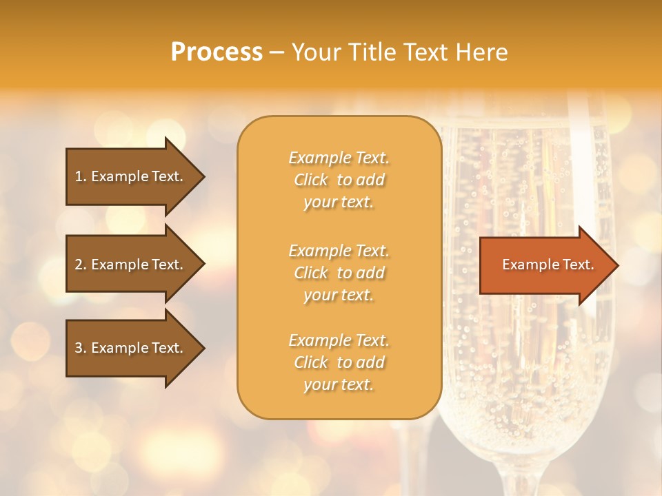 Two Glasses Of Champagne On A Table With A Gold Background PowerPoint Template