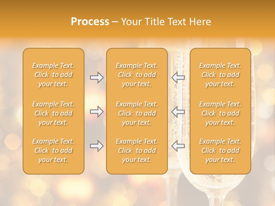 Two Glasses Of Champagne On A Table With A Gold Background PowerPoint Template