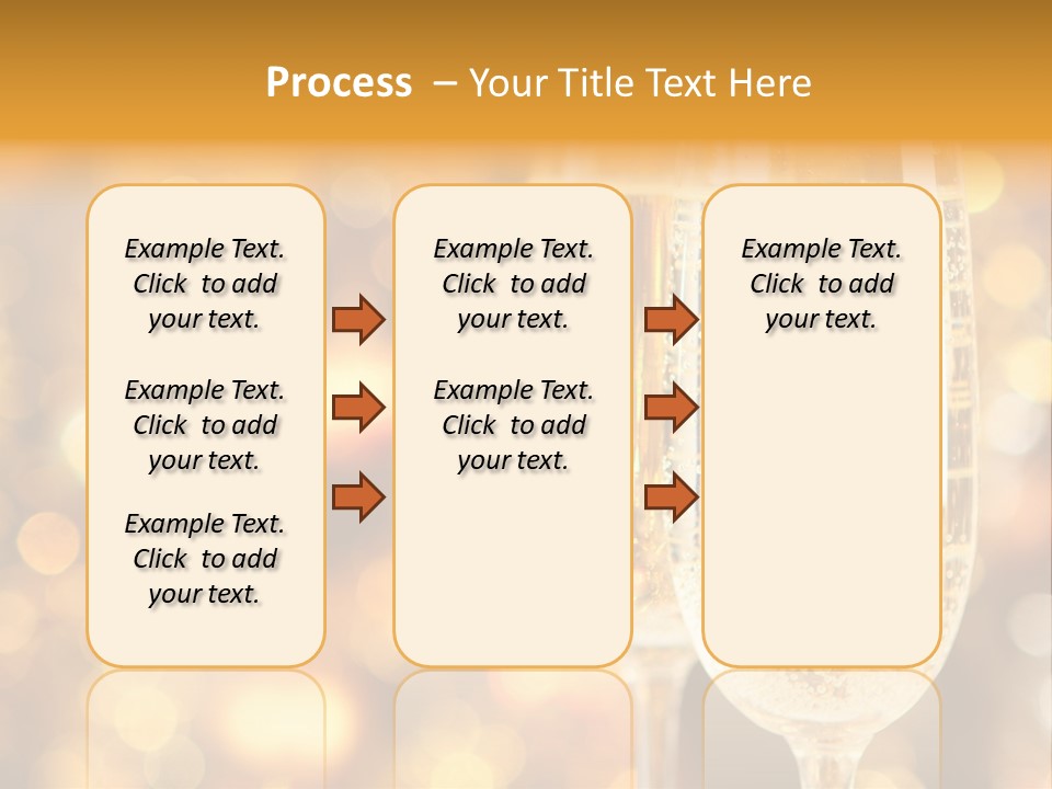 Two Glasses Of Champagne On A Table With A Gold Background PowerPoint Template