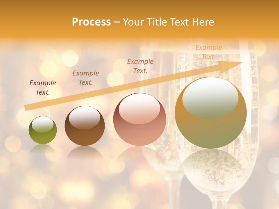 Two Glasses Of Champagne On A Table With A Gold Background PowerPoint Template