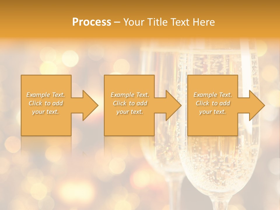 Two Glasses Of Champagne On A Table With A Gold Background PowerPoint Template