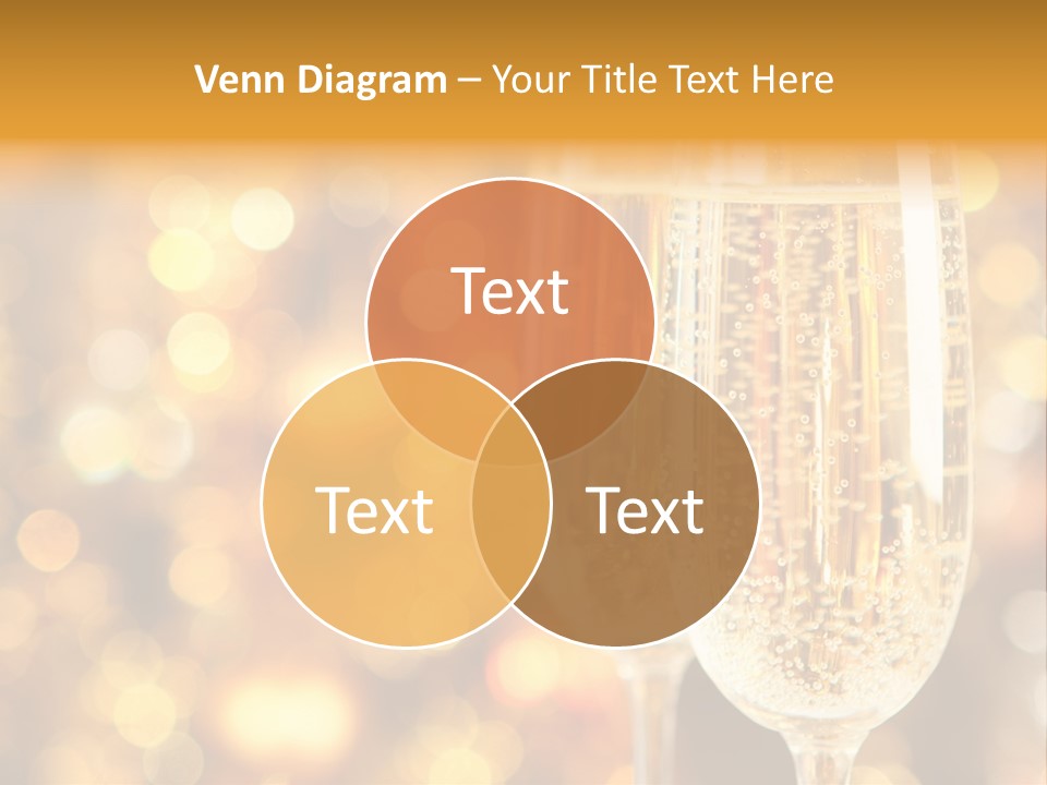 Two Glasses Of Champagne On A Table With A Gold Background PowerPoint Template