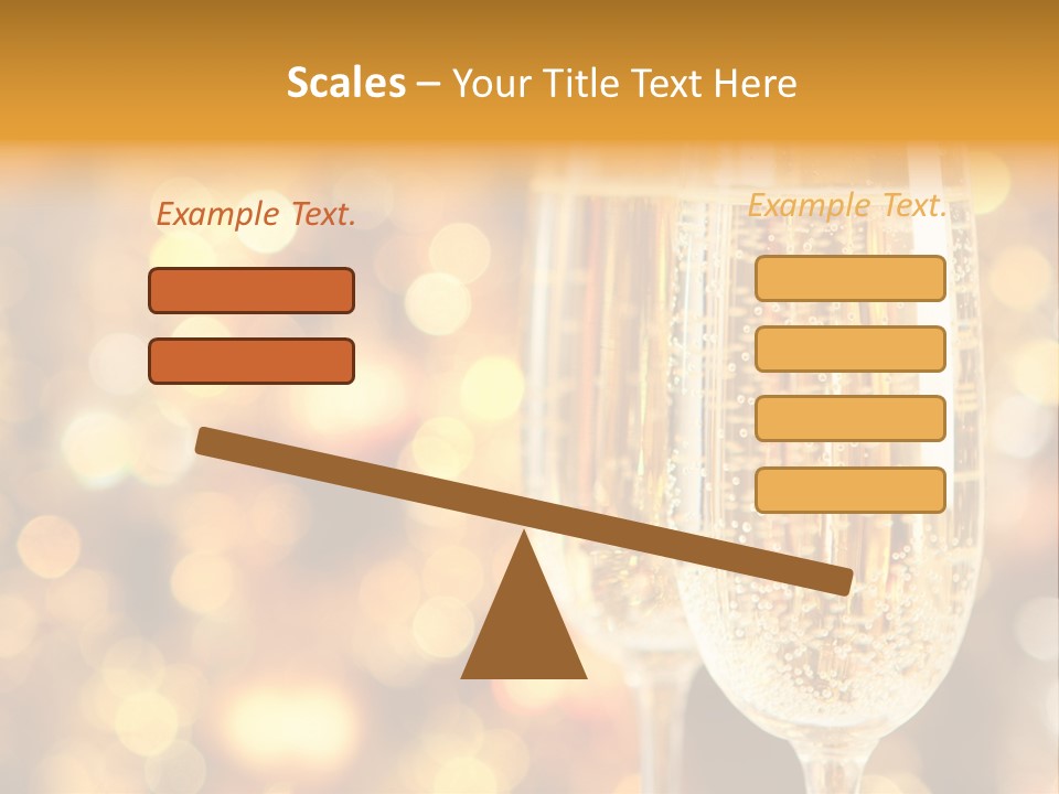 Two Glasses Of Champagne On A Table With A Gold Background PowerPoint Template