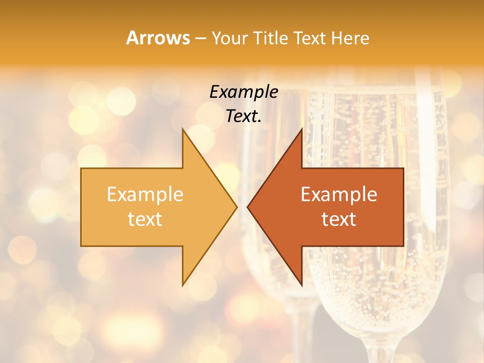Two Glasses Of Champagne On A Table With A Gold Background PowerPoint Template