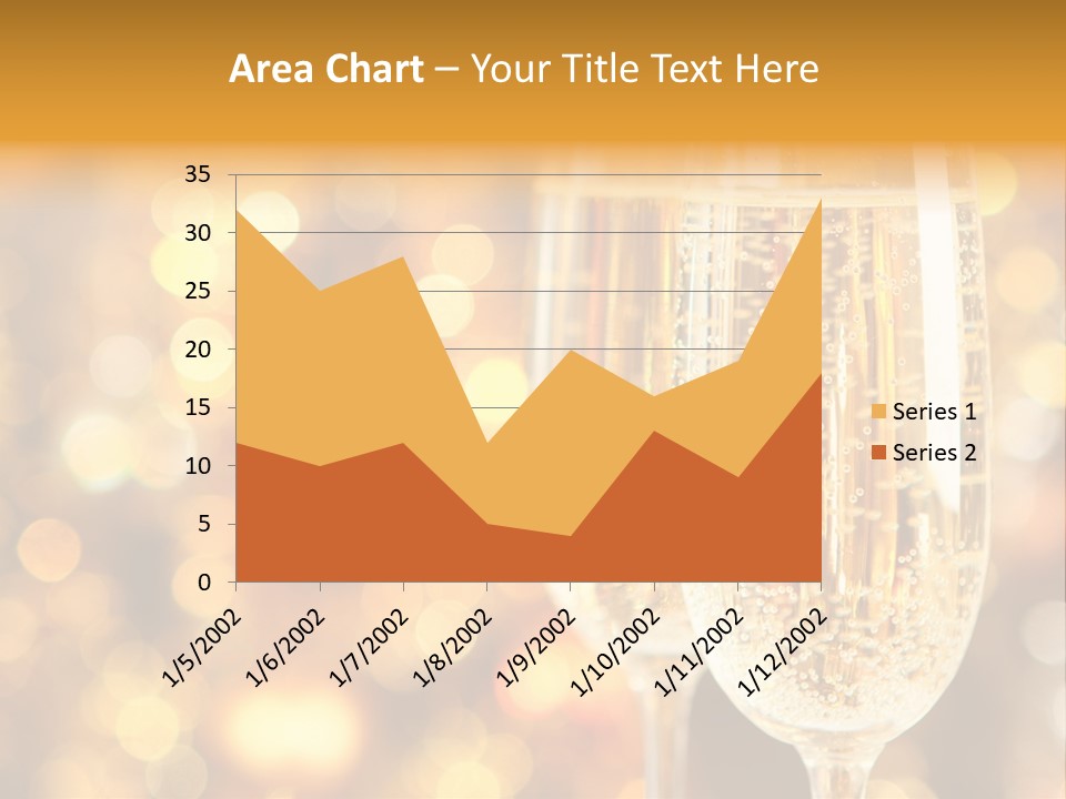 Two Glasses Of Champagne On A Table With A Gold Background PowerPoint Template