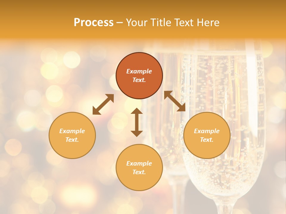 Two Glasses Of Champagne On A Table With A Gold Background PowerPoint Template