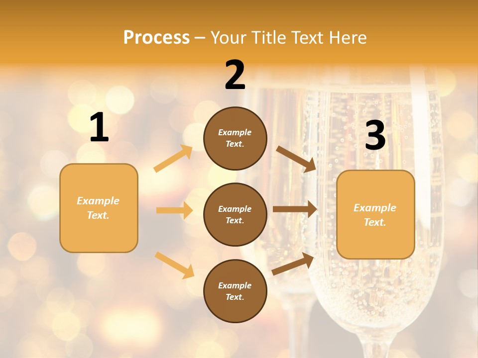 Two Glasses Of Champagne On A Table With A Gold Background PowerPoint Template