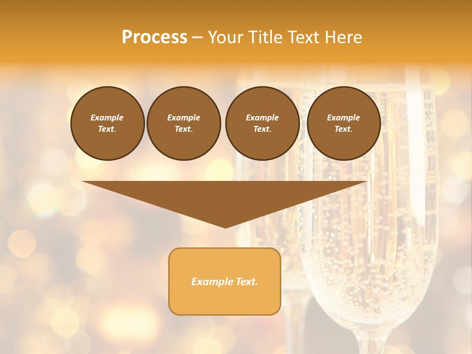 Two Glasses Of Champagne On A Table With A Gold Background PowerPoint Template