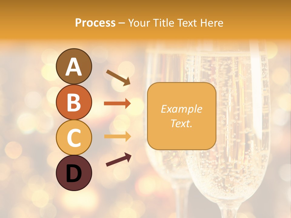 Two Glasses Of Champagne On A Table With A Gold Background PowerPoint Template