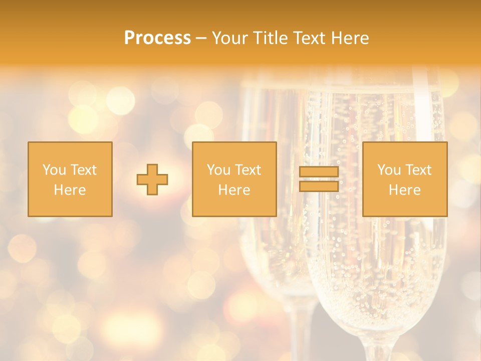 Two Glasses Of Champagne On A Table With A Gold Background PowerPoint Template