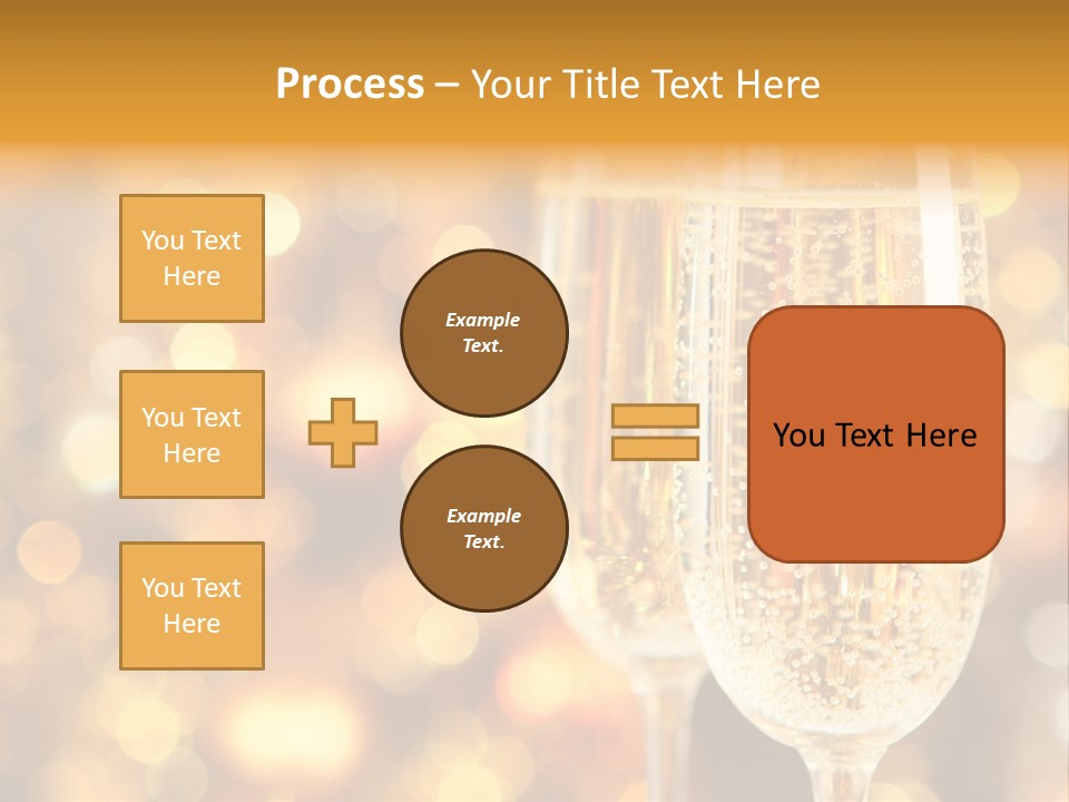 Two Glasses Of Champagne On A Table With A Gold Background PowerPoint Template