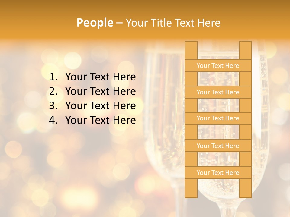 Two Glasses Of Champagne On A Table With A Gold Background PowerPoint Template