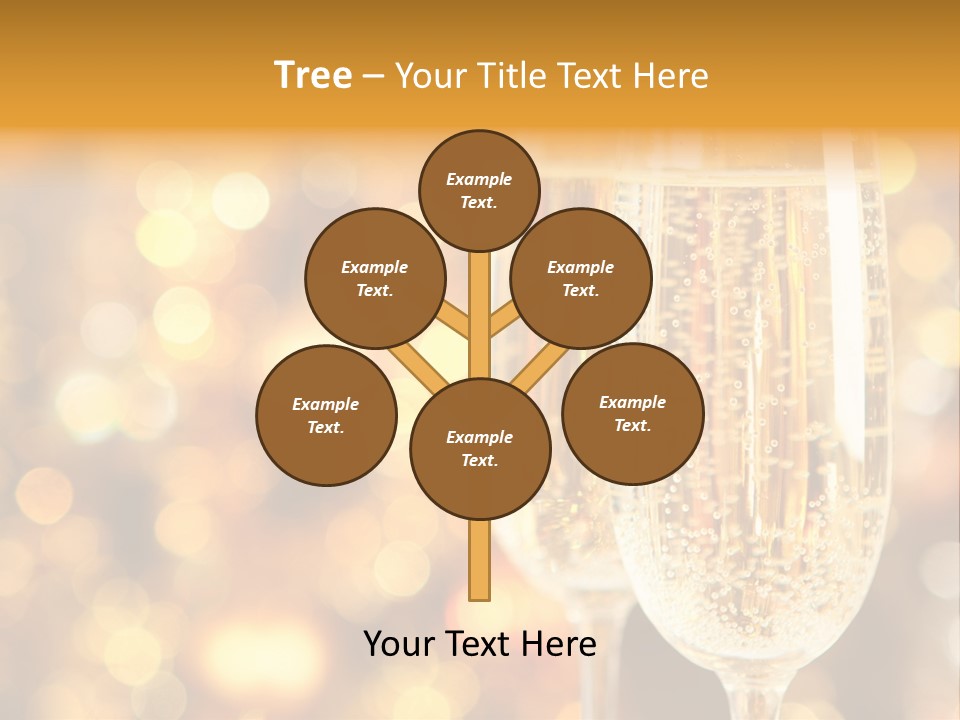 Two Glasses Of Champagne On A Table With A Gold Background PowerPoint Template