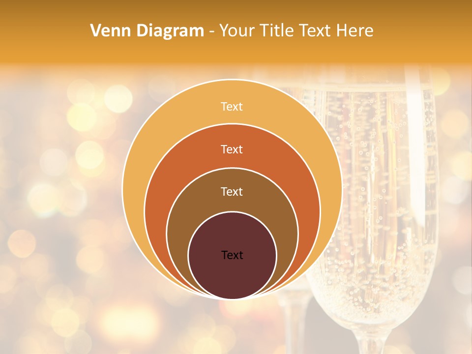 Two Glasses Of Champagne On A Table With A Gold Background PowerPoint Template