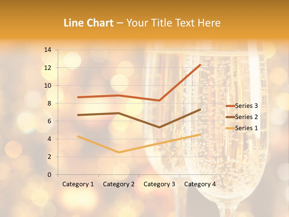 Two Glasses Of Champagne On A Table With A Gold Background PowerPoint Template