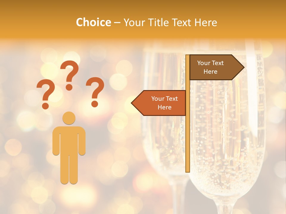 Two Glasses Of Champagne On A Table With A Gold Background PowerPoint Template