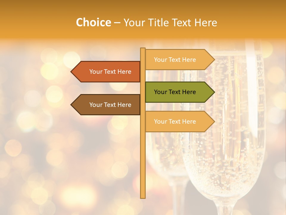 Two Glasses Of Champagne On A Table With A Gold Background PowerPoint Template