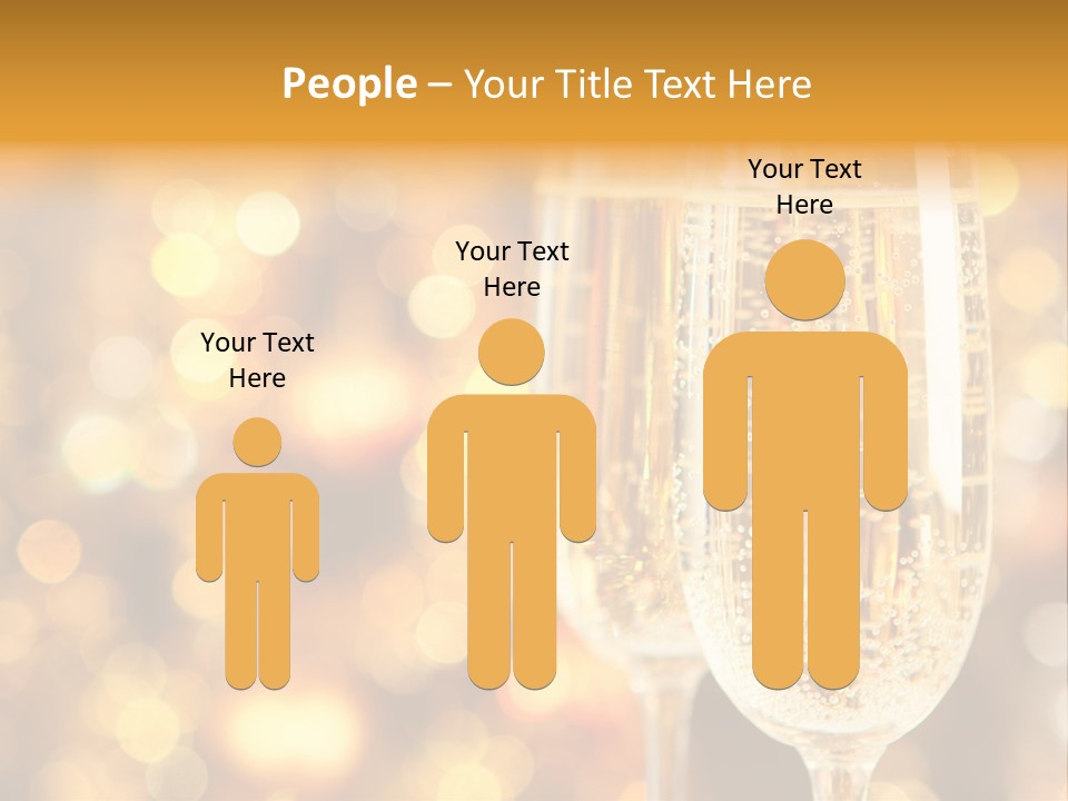 Two Glasses Of Champagne On A Table With A Gold Background PowerPoint Template