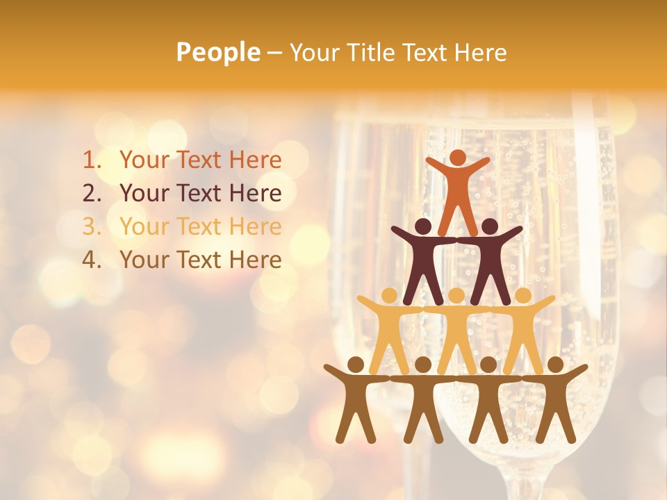 Two Glasses Of Champagne On A Table With A Gold Background PowerPoint Template