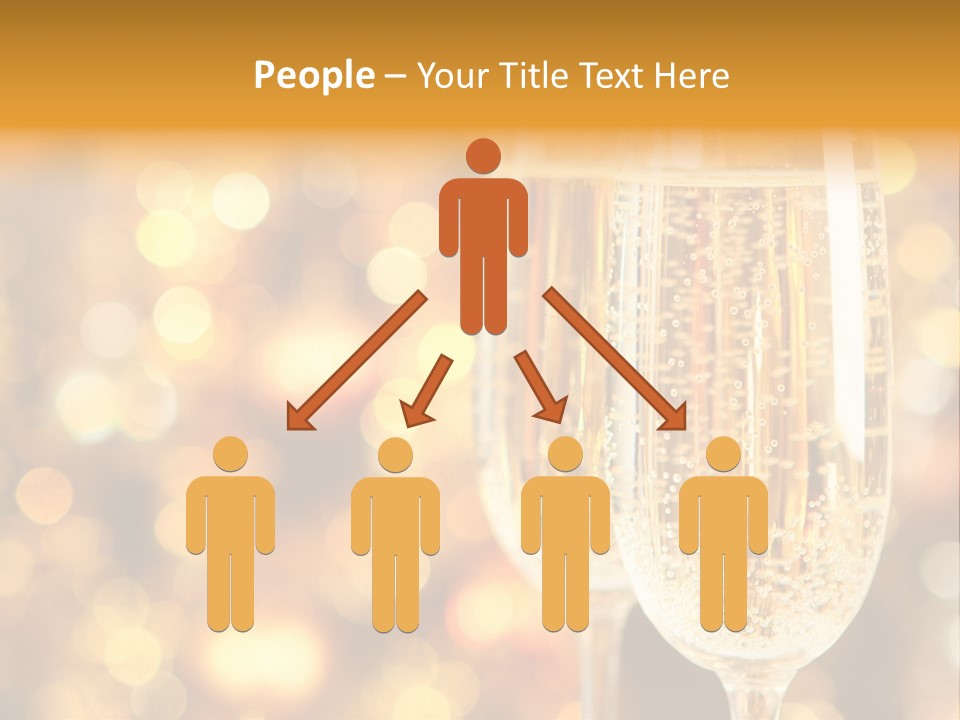 Two Glasses Of Champagne On A Table With A Gold Background PowerPoint Template