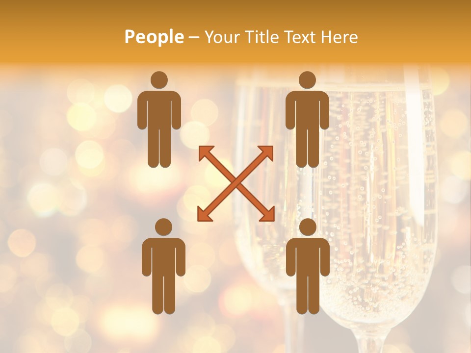 Two Glasses Of Champagne On A Table With A Gold Background PowerPoint Template