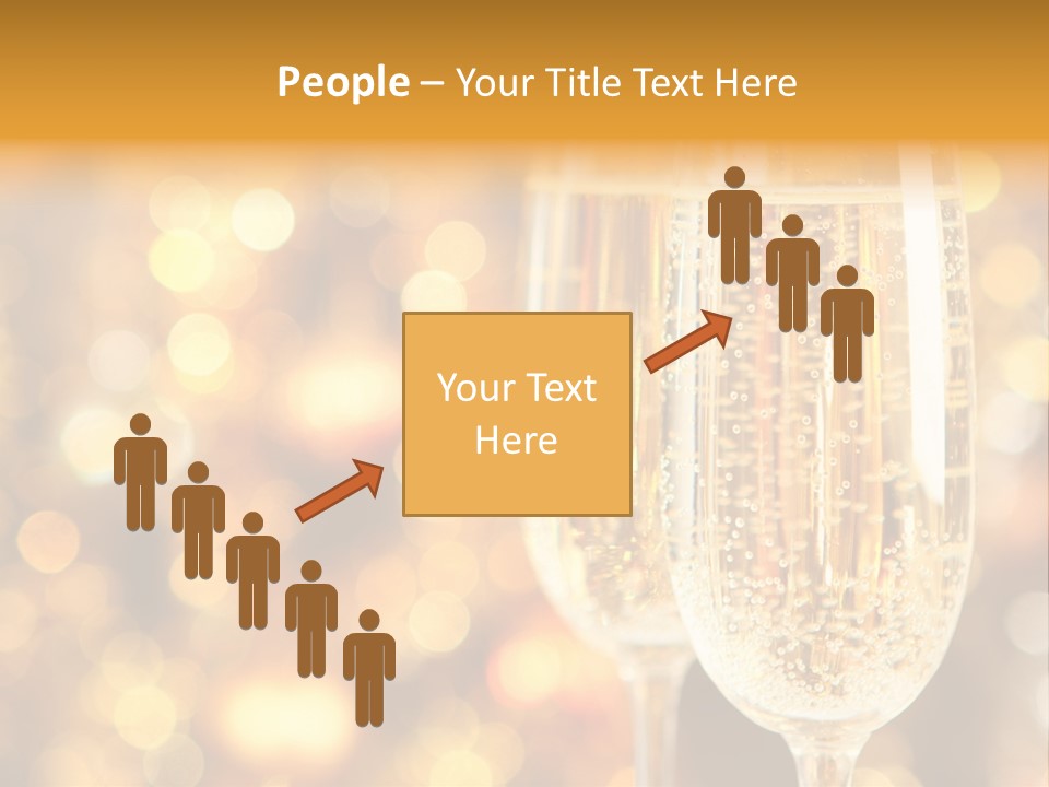 Two Glasses Of Champagne On A Table With A Gold Background PowerPoint Template
