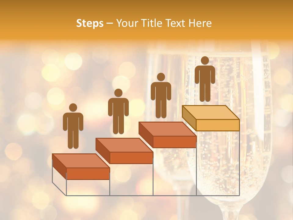 Two Glasses Of Champagne On A Table With A Gold Background PowerPoint Template